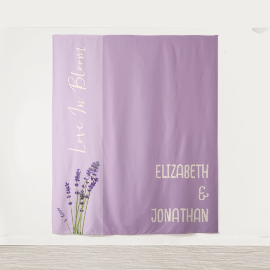 Lavendel Liefde Bruiloft Wandkleed (Voorkant)