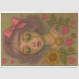 Lavendel Liefde Decoupage Papier – Huilend Meisje