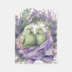 Lavendel Liefdesvogels Fleece Deken