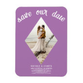 Lavendel Lila Diamond Foto Bruiloft Save the Date Magneet (Verticaal)