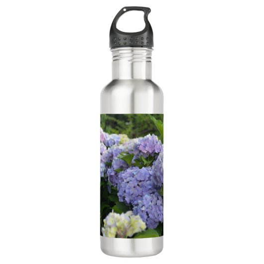 Lavendel & Lila Hortensia Hydrangea Bloemen Waterfles (Voorkant)