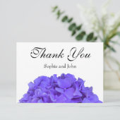 Lavendel lila paarse hortensia bloemen bedankkaart (Staand voorkant)