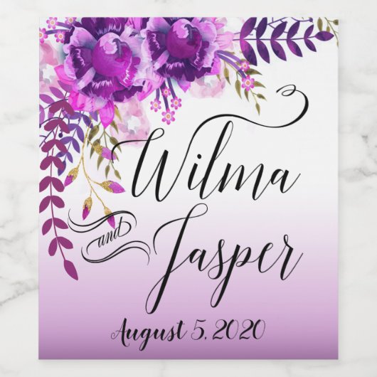 Lavendel Lila pruimenwijnstokken bloemblaadje Wijn Etiket (Enkel label)