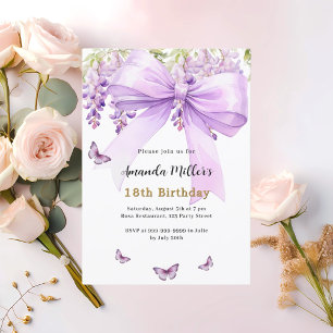 Lavendel lint bloemen vlinders luxe verjaardag kaart