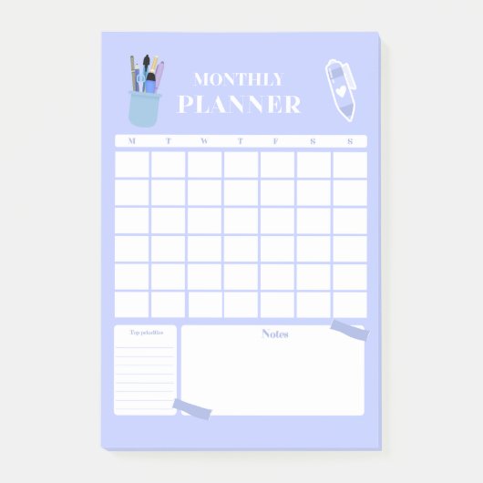 Lavendel Maandelijkse Planner Lay-out Kunst Post-it® Notes (Voorkant)