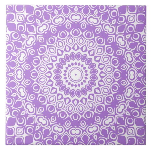 Lavendel Mandala geometrisch patroon Tegeltje (Voorkant)