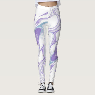 Lavendel Marmeren Droom Leggings – Abstracte Fluid