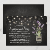 Lavendel Mason Jar Lights Rustiek Verlovingsfeest Kaart (Voorkant / Achterkant)