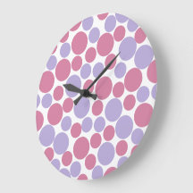 Lavendel & matte roze polkadot-wandklok