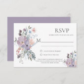 Lavendel Meadow Calligrafie RSVP Kaarten (Voorkant / Achterkant)