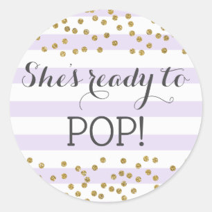 Lavendel Meisje Baby shower Sprinkle Klaar om te P Ronde Sticker
