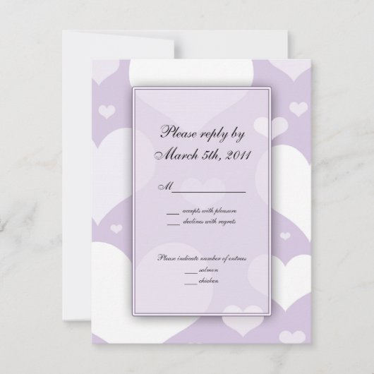 Lavendel met Hartjes Huwelijks RSVP Notities (Voorkant)