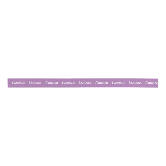 Lavendel met White Brush Script Name Grosgrain Lint (Voorkant)