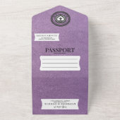 Lavendel Mexico Passport Wedding All In One Uitnodiging (Buitenkant)