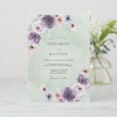 Lavendel Mint Anemoon Bruiloft Kaart (Staand voorkant)
