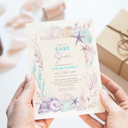 Lavendel Mint Ocean Baby shower Onder het Zee Kaart
