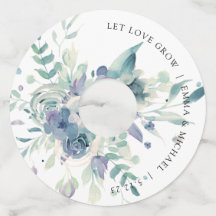 Lavendel Mint Waterverf Bloemglas Wijn Glas Label