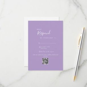 Lavendel moderne bruiloft QR-code RSVP Kaartje