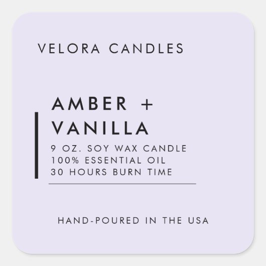 Lavendel Moderne Minimalistische Kaars Label Stick (Voorkant)