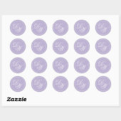 Lavendel Monogram 2 Initialen Paarse Wit Script Ronde Sticker (Vel)