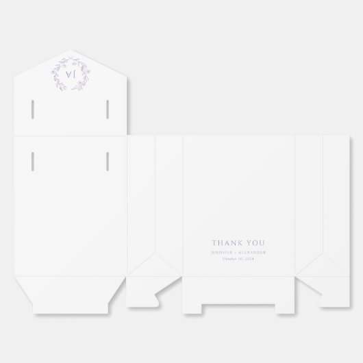 Lavendel Monogram Bruiloft Bedankdoosjes (Ongevouwen)