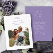 Lavendel Monogram Bruiloft Dank u Kaart