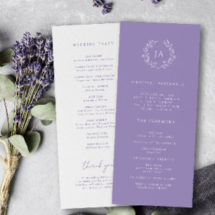 Lavendel Monogram Bruiloft Programma