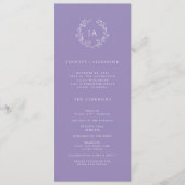 Lavendel Monogram Bruiloft Programma (Voorkant)