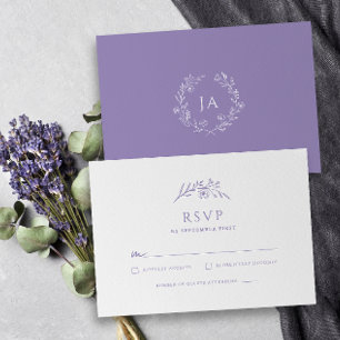 Lavendel Monogram Bruiloft RSVP Kaartje