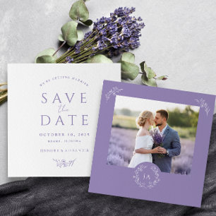 Lavendel Monogram Bruiloft Save The Date Kaart
