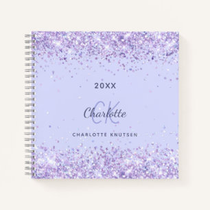 Lavendel monogram initialen script notitieboek
