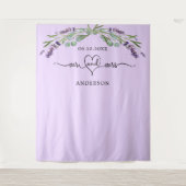 Lavendel Mr. Mrs hart trouwfoto Wandkleed (Voorkant)