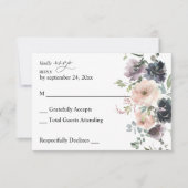 Lavendel, Navy, & Blush Roze Herfst Bloemen geen M RSVP Kaartje (Voorkant)