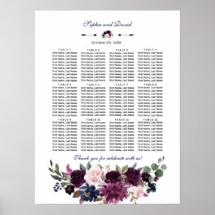 Lavendel Navyblauw Bloemstuk Bruiloft Zitplaatskaa Poster