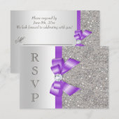 Lavendel nepbont en diamanten RSVP Kaartje (Voorkant / Achterkant)