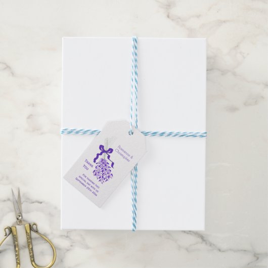 Lavendel ontwerp bruiloft cadeaulabel (Met Touw)