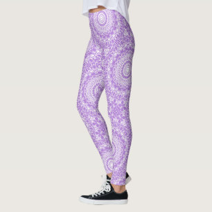 Lavendel op Witte Mandala Kaleidoscoop Medaillon Leggings