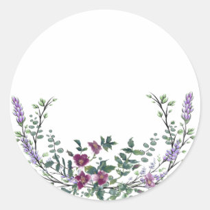 Lavendel Oude Rode Roos en Eucalyptus Ronde Sticker