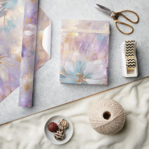 Lavendel Paars Goud Glam Bloemrijke Bruidsdouche Cadeaupapier