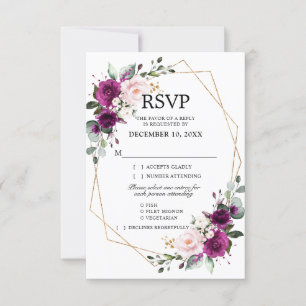 Lavendel Paars Pr Plum Blush Roze Bloemige Geometr RSVP Kaartje