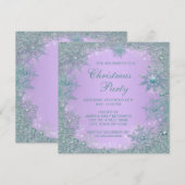 Lavendel Paars Turkoois Blauw Sneeuwvlok Kerstmis Kaart (Voorkant / Achterkant)