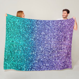 Lavendel Paars & Turquoise Aqua Groen Glitter Fleece Deken