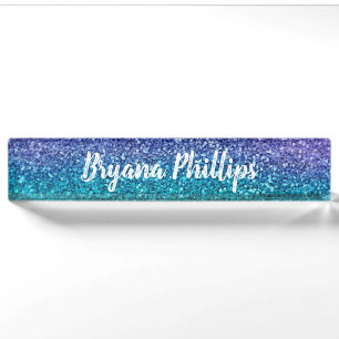 Lavendel Paars & Turquoise Aqua Groen Glitter Naambordje