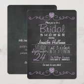 Lavendel Paars & Wit; Schoolbord Bruiloftsfeest Kaart (Voorkant / Achterkant)