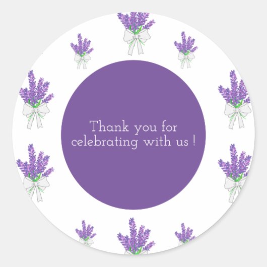 Lavendel Paarse Baby shower Dank u Ronde Sticker (Voorkant)