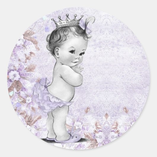 Lavendel Paarse Baby showers Stickers (Voorkant)