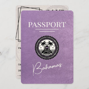 Lavendel Paarse Bahamas Paspoort Bewaar de datum Save The Date