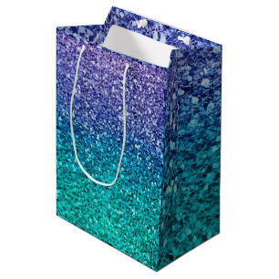 Lavendel Paarse & Blauwgroen Aqua Green Sparkly Pa Medium Cadeauzakje