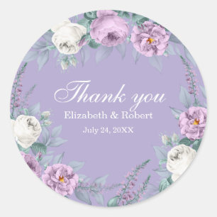 Lavendel Paarse Bloem Bruiloft Bedankt Sticker