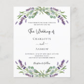 Lavendel paarse bloemblaadjes budget QR RSVP bruil (Voorkant)